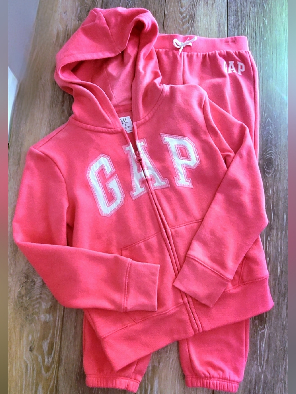 GAP Pink Hoodie & Jogger Set Size M 8 Embroidered Sequined Logo